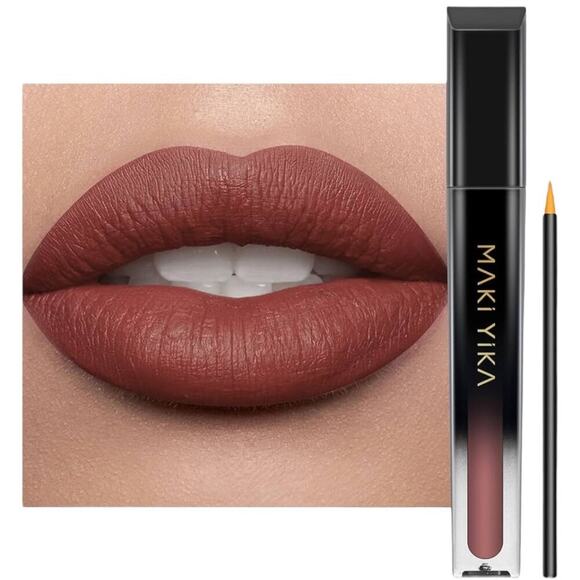 MAKI YIKA Brown Nude Color Stay Long Lasting Matte Liquid Lipstick| DINNER TIME - Picture 1 of 16